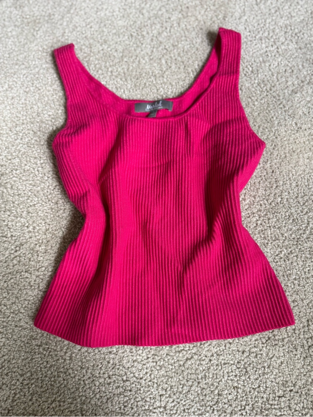 Marled Bright Fuchsia Ribbed Scoop Tank y2k pink